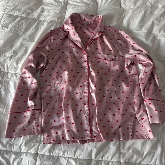 Vintage Victoria’s Secret Pink Heart Pajama Set XS | Silky Satin Long Sleeve PJs - Picture 10 of 16